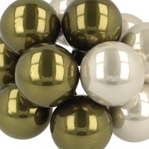 Prodotto Pallina di Natale in vetro a specchio con bacche color oliva argento Ø40mm 32 pezzi