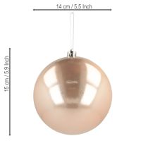 Prodotto Palla di Natale in plastica oro rosa infrangibile Ø14cm