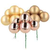 Prodotto Pallina di Natale in vetro specchiato oro rosa con bacche Ø40mm 32 pezzi