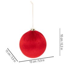 Prodotto Grande pallina di Natale rossa da appendere, 15 cm, 3 pezzi