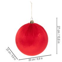 Prodotto Palline natalizie in velluto rosso, grandi sfere decorative da appendere, 25 cm, 2 pezzi