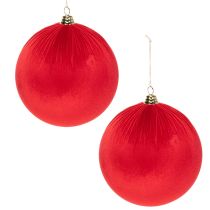 Prodotto Palline natalizie in velluto rosso, grandi sfere decorative da appendere, 25 cm, 2 pezzi