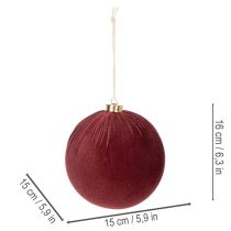 Prodotto Palline di Natale, effetto velluto rosso, da appendere, 15 cm, 3 pezzi