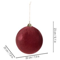 Prodotto Grande pallina di Natale effetto velluto rosso, 20 cm, 3 pezzi