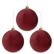 Prodotto Grande pallina di Natale effetto velluto rosso, 20 cm, 3 pezzi