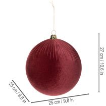 Prodotto Grande ornamento natalizio in velluto rosso da appendere all'albero di Natale, 25 cm, 2 pezzi