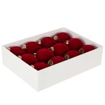 Prodotto Palline di Natale, superficie vellutata, rosse, 8 cm, 12 pezzi