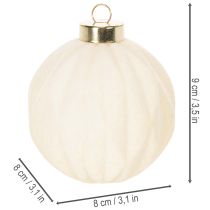Prodotto Palline natalizie decorative bianche, con texture miste, 8 cm, 12 pezzi