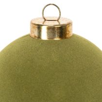 Prodotto Palline per albero di Natale, effetto velluto, verdi, mix di texture, 8 cm, 12 pezzi. Palline di Natale, verde muschio floccato, palline di plastica, verde muschio floccato. Cordoncini di cotone inclusi per ogni pallina.