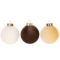Prodotto Palline di Natale effetto velluto, mix di colori caldi, 8 cm, 12 pezzi