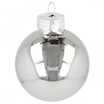 Prodotto Mini palla di Natale, mix di decorazioni per albero, decorazione dell'Avvento nero/argento/madreperla H4,5cm Ø4cm vero vetro 24 pezzi