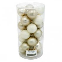 Prodotto Palline di Natale miste, decorazioni natalizie, mini decorazioni per albero bianco/madreperla H4,5cm Ø4cm vero vetro 24 pezzi