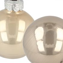 Prodotto Palline per albero di Natale, mini palline per albero, mix di decorazioni natalizie beige/madreperla H4,5cm Ø4cm vero vetro 24 pezzi