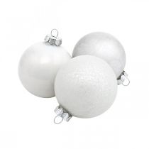 Prodotto Ciondolo per albero, globo di neve, decorazione per albero di Natale, decorazione invernale bianco H4,5 cm Ø4 cm vero vetro 24 pezzi