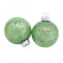 Prodotto Palla di Natale, decorazioni per l&#39;albero di Natale, palla di vetro verde marmorizzata H6.5cm Ø6cm vero vetro 24pz