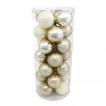 Prodotto Palla di Natale, decorazione per albero di Natale, palla di vetro bianco/madreperla H6,5cm Ø6cm vero vetro 24 pz