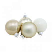 Prodotto Palla di Natale, decorazione per albero di Natale, palla di vetro bianco/madreperla H6,5cm Ø6cm vero vetro 24 pz