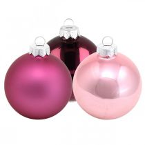 Palle di Natale, addobbi per l&#39;albero, palline di vetro viola H8.5cm Ø7.5cm vero vetro 12pz