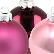 Prodotto Palle di Natale, decorazioni per l&#39;albero, palline di vetro viola H8.5cm Ø7.5cm vero vetro 12 pezzi