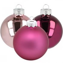 Palle di Natale, decorazioni per l&#39;albero di Natale, palline viola H6.5cm Ø6cm vero vetro 24pz