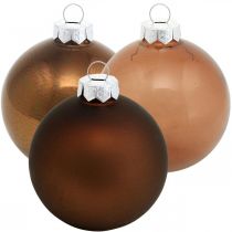 Palle per albero di Natale, decorazioni per l&#39;albero, palline di Natale marrone H6.5cm Ø6cm vero vetro 24 pezzi