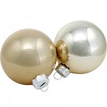 Prodotto Palla di Natale, decorazione per albero di Natale, palla di vetro bianco/madreperla H6,5cm Ø6cm vero vetro 24 pz