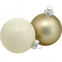 Prodotto Palla di Natale, decorazione per albero di Natale, palla di vetro bianco/madreperla H6,5cm Ø6cm vero vetro 24 pz