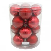Prodotto Palla dell'albero di Natale, decorazioni per l'albero, palla di Natale rossa H8.5cm Ø7.5cm vero vetro 12 pezzi
