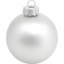 Prodotto Sfera di vetro, decorazioni per l&#39;albero, palla per albero di Natale argento H8.5cm Ø7.5cm vero vetro 12 pezzi