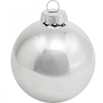Prodotto Sfera di vetro, decorazioni per l'albero, palla per albero di Natale argento H8.5cm Ø7.5cm vero vetro 12 pezzi