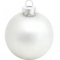 Prodotto Palla di neve, ciondolo per albero, decorazione per albero di Natale, decorazione invernale bianca H6,5 cm Ø6 cm vero vetro 24 pezzi