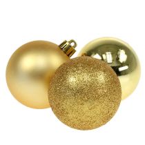 Palla di Natale plastica oro 6cm 10pz