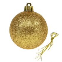 Palla di Natale plastica oro 6cm 10pz