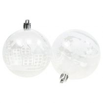 Palla di natale in plastica bianca, trasparente Ø8cm 2 pezzi