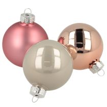Prodotto Palline di Natale in vetro per decorazione albero rosa grigio Ø50mm 24 pz