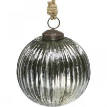 Palline di Natale in vetro Palline per albero di Natale argento con scanalature Ø10cm 2pz