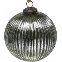 Palline di Natale in vetro Palline per albero di Natale argento con scanalature Ø12cm 2pz