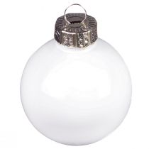 Prodotto Palle di Natale in vetro smalto bianco opaco Ø4cm 24 pz