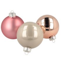 Prodotto Palline di Natale in vetro rosa grigio Ø7,5cm 14 pezzi