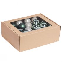 Prodotto Palline di Natale su filo di vetro verde grigio Ø40mm 32 pz