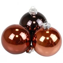 Palline di Natale in vetro marrone mix palline per albero lucide Ø7,5 cm 12 pezzi