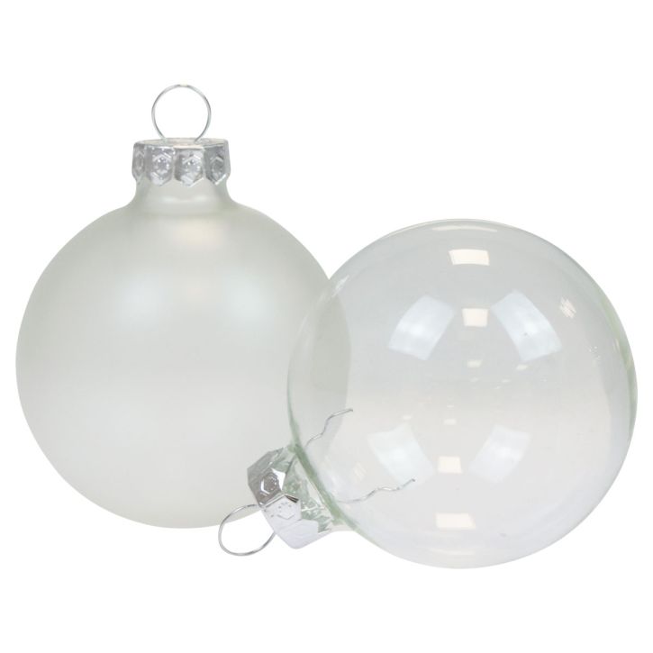Palle di Natale in vetro trasparente opaco Palle per albero di Natale Ø6cm 6pz
