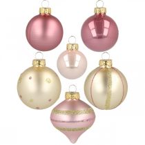Prodotto Palline di Natale in vetro rosa giallo assortite Ø4,5-7cm 20 pz