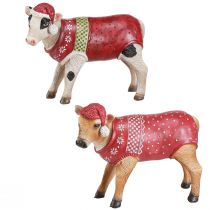 Prodotto Mucca con cappello Figura Natale Bianco marrone L15,5cm 2pz