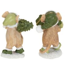 Prodotto Decorazione natalizia topi topo verde marrone H8cm 2 pezzi