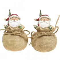 Prodotto Figura decorativa Babbo Natale in un sacco Decorazione natalizia Ø8 cm/H13 cm 2 pezzi