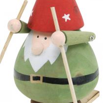 Prodotto Gnomo con gli sci figura decorativa in legno Gnomo natalizio figura H13cm