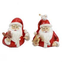 Figure natalizie Babbo Natale con animali 10x7x9 cm 2 pezzi