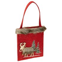 Prodotto Borsa natalizia rossa con pelliccia 15,5 cm x 18 cm 3 pz