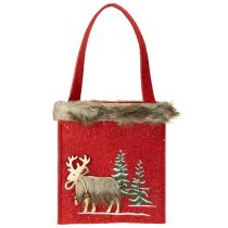 Prodotto Borsa natalizia rossa con pelliccia 15,5 cm x 18 cm 3 pz